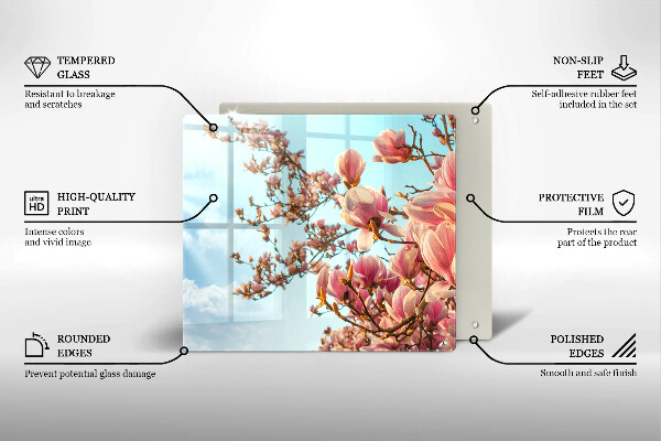 Glas Herdabdeckplatte Rosa Blumenbaum