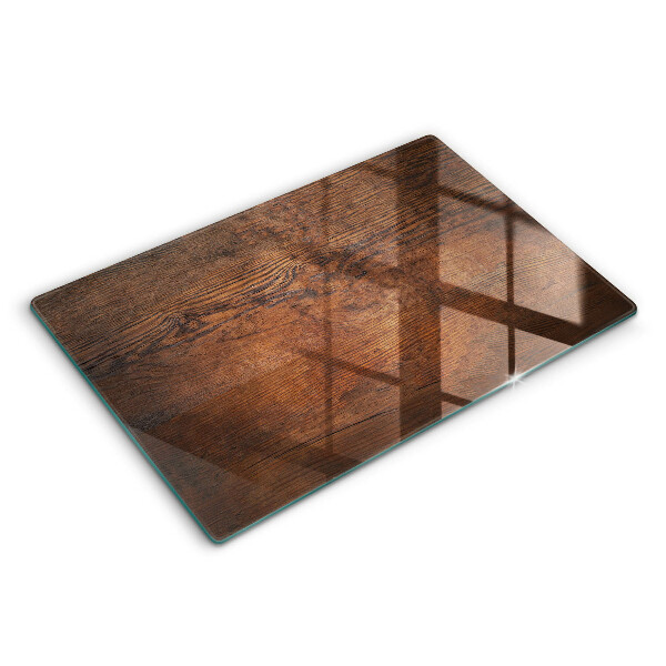 Glas Ceranfeldabdeckung Dunkles Holzbrett