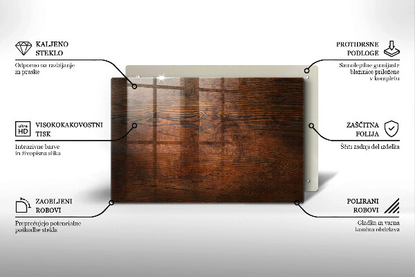 Glas Ceranfeldabdeckung Dunkles Holzbrett