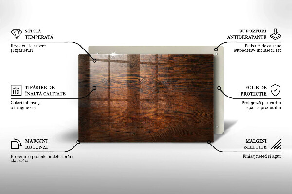 Glas Ceranfeldabdeckung Dunkles Holzbrett