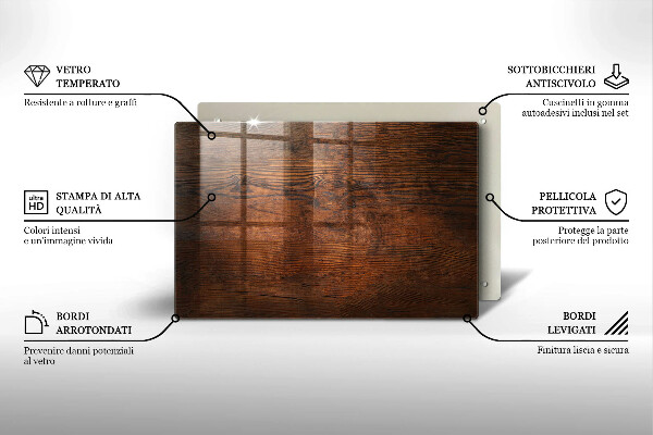 Glas Ceranfeldabdeckung Dunkles Holzbrett