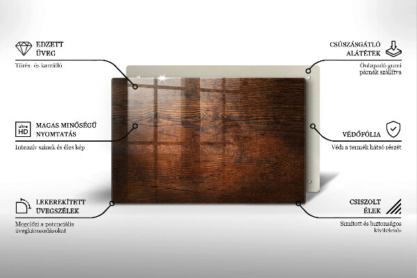 Glas Ceranfeldabdeckung Dunkles Holzbrett