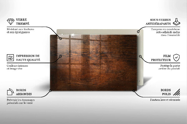 Glas Ceranfeldabdeckung Dunkles Holzbrett