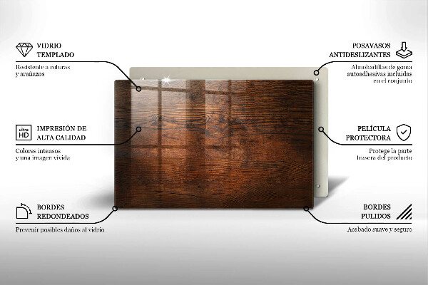 Glas Ceranfeldabdeckung Dunkles Holzbrett
