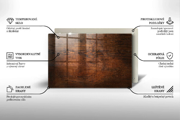 Glas Ceranfeldabdeckung Dunkles Holzbrett