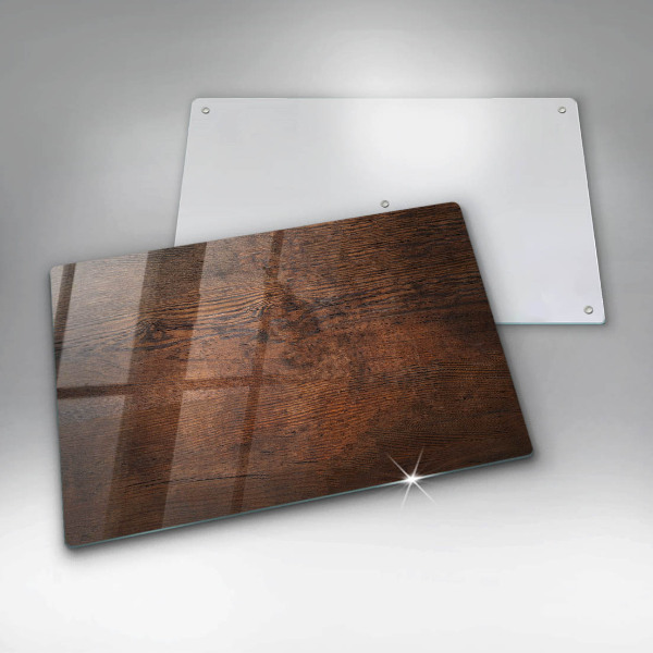 Glas Ceranfeldabdeckung Dunkles Holzbrett