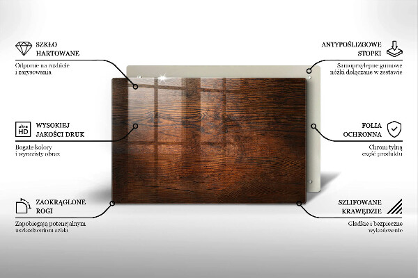 Glas Ceranfeldabdeckung Dunkles Holzbrett