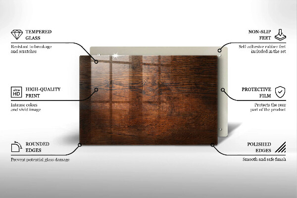 Glas Ceranfeldabdeckung Dunkles Holzbrett