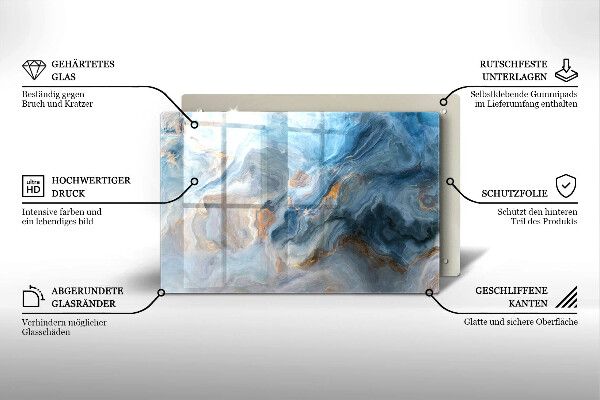 Glas Herdabdeckplatte Marmorstruktur