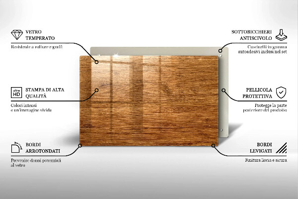 Glas Herdabdeckplatte Holzbrettstruktur