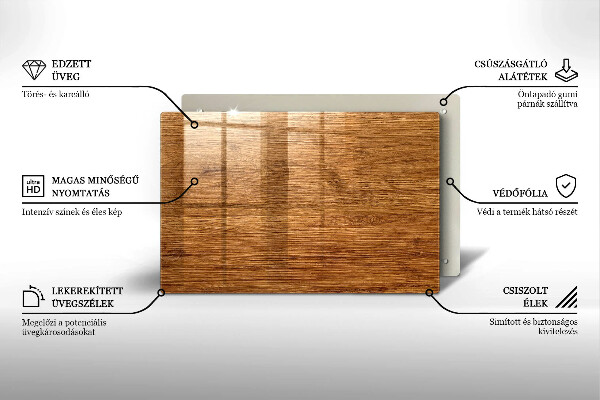 Glas Herdabdeckplatte Holzbrettstruktur