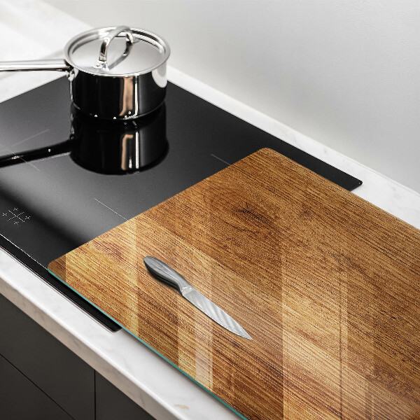 Glas Herdabdeckplatte Holzbrettstruktur