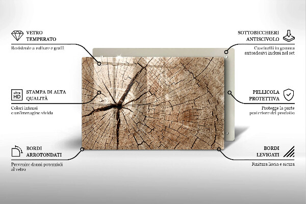 Glas Herdabdeckplatte Querschnitt eines Baumes