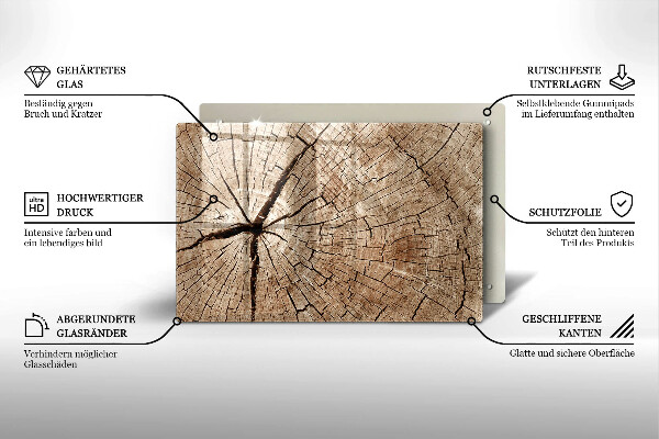 Glas Herdabdeckplatte Querschnitt eines Baumes