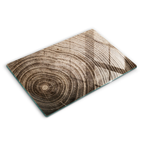 Glas Herdabdeckplatte Holzringe