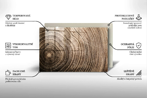 Glas Herdabdeckplatte Holzringe