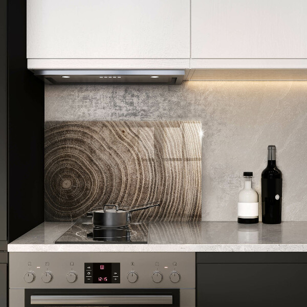 Glas Herdabdeckplatte Holzringe