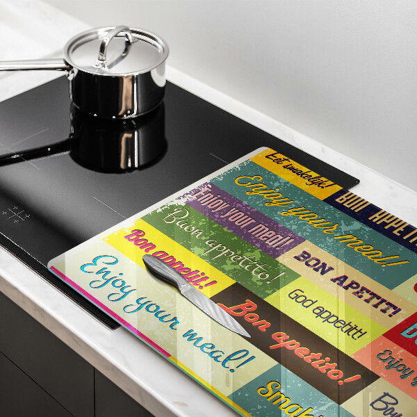 Glas Herdabdeckplatte Untertitel Guten Appetit Sprachen