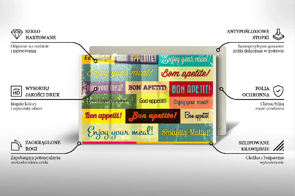 Glas Herdabdeckplatte Untertitel Guten Appetit Sprachen