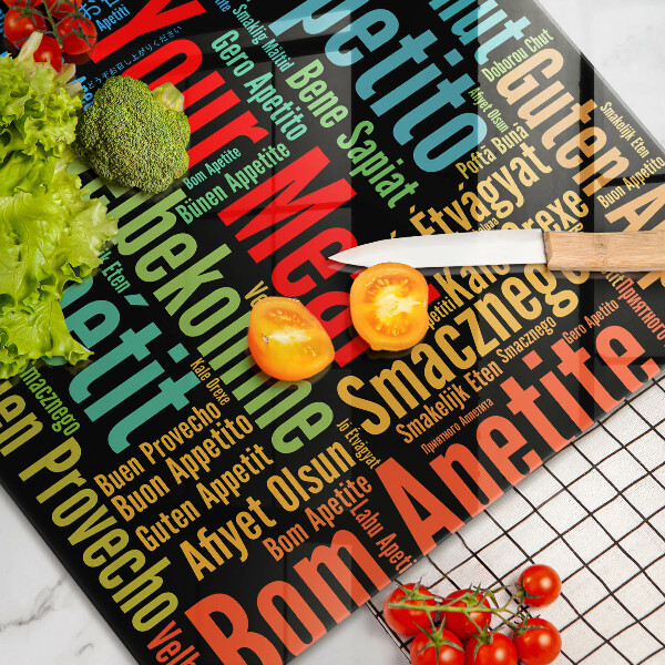 Glas Herdabdeckplatte Untertitel Guten Appetit Sprachen