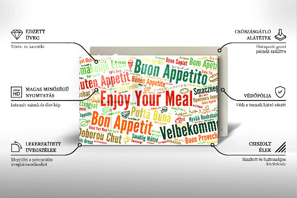 Glas Herdabdeckplatte Untertitel Guten Appetit Sprachen