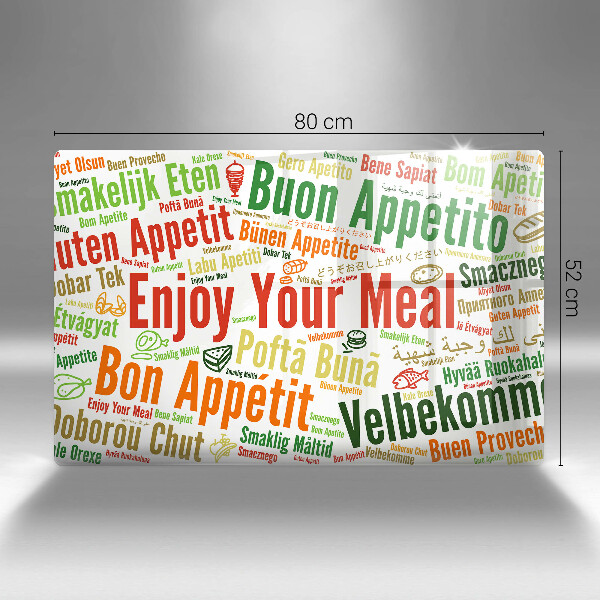 Glas Herdabdeckplatte Untertitel Guten Appetit Sprachen