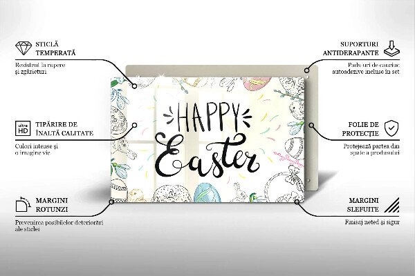 Glas Herdabdeckplatte Happy Easter