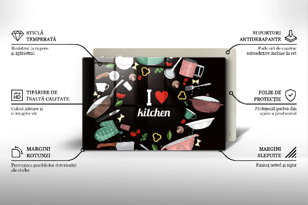 Glas Herdabdeckplatte Illustration Ich liebe Küche