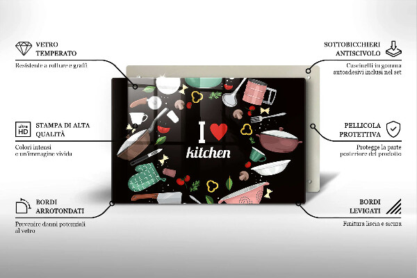 Glas Herdabdeckplatte Illustration Ich liebe Küche