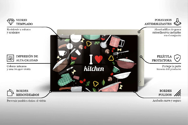 Glas Herdabdeckplatte Illustration Ich liebe Küche