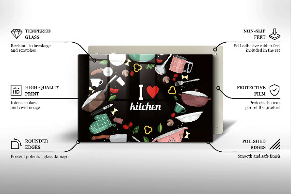 Glas Herdabdeckplatte Illustration Ich liebe Küche
