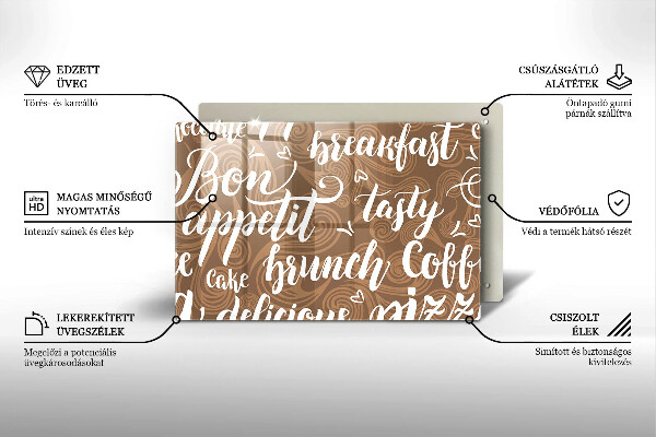 Glas Herdabdeckplatte Untertitel Bon appetit