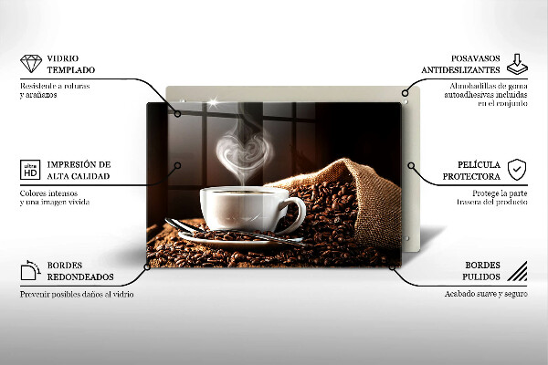 Glas Ceranfeldabdeckung Kaffee und eine Tasse