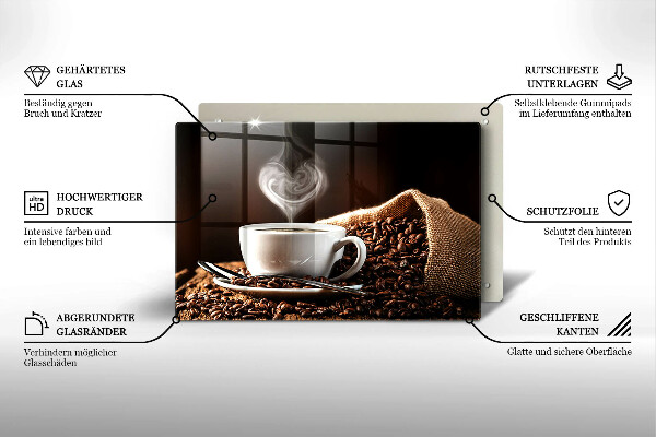 Glas Ceranfeldabdeckung Kaffee und eine Tasse