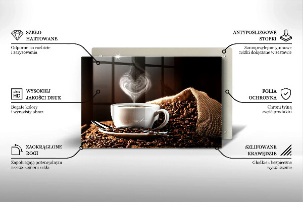 Glas Ceranfeldabdeckung Kaffee und eine Tasse