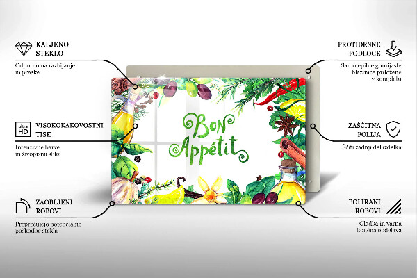 Glas Ceranfeldabdeckung Inschrift Bon appetit