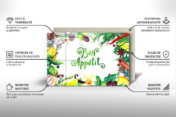 Glas Ceranfeldabdeckung Inschrift Bon appetit