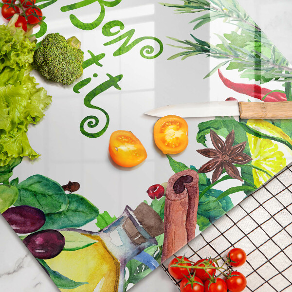 Glas Ceranfeldabdeckung Inschrift Bon appetit