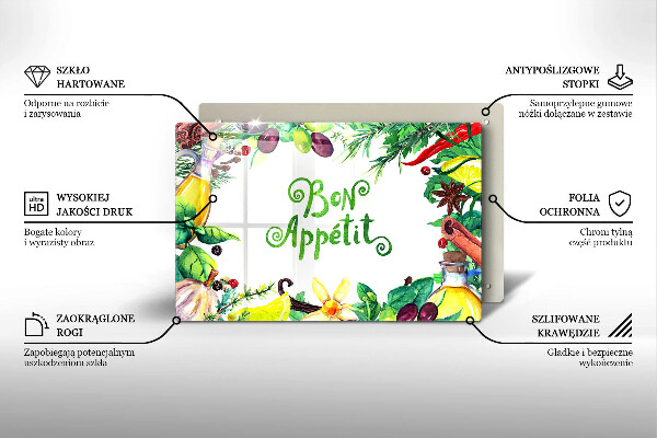 Glas Ceranfeldabdeckung Inschrift Bon appetit