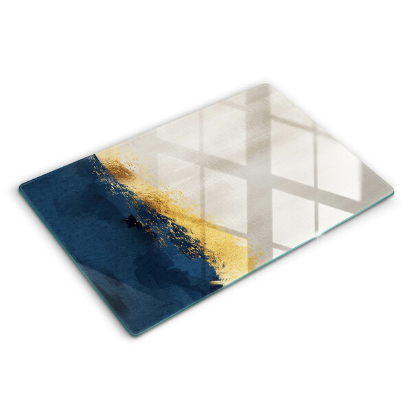 Glas Herdabdeckplatte Goldabstraktion
