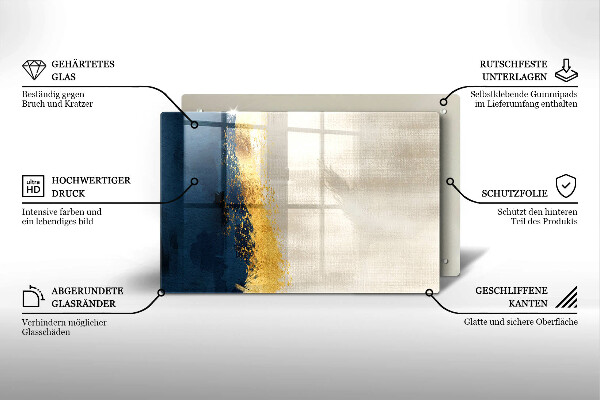 Glas Herdabdeckplatte Goldabstraktion