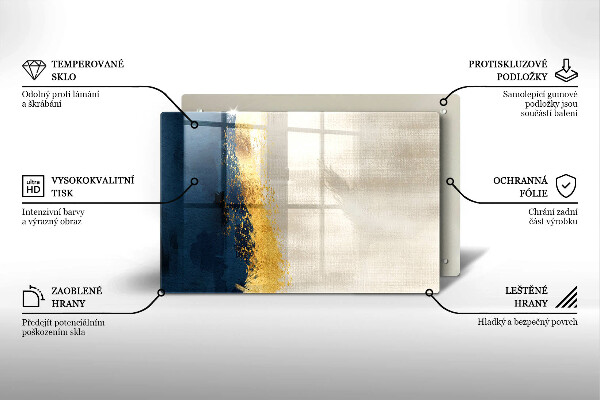 Glas Herdabdeckplatte Goldabstraktion