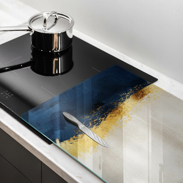 Glas Herdabdeckplatte Goldabstraktion