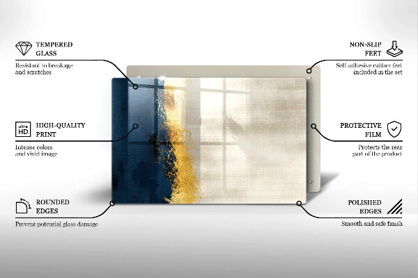 Glas Herdabdeckplatte Goldabstraktion