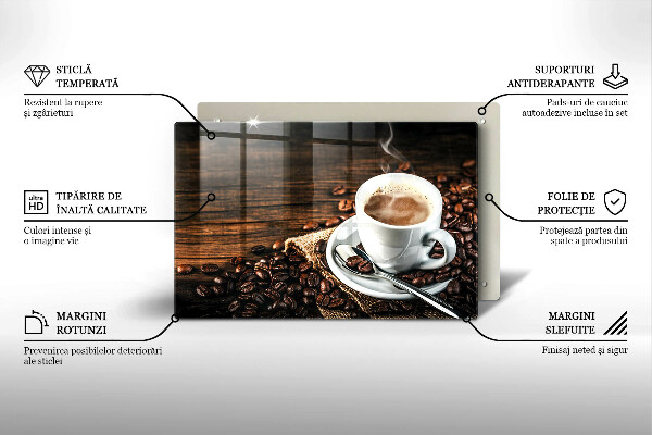 Glas Ceranfeldabdeckung Tasse und Kaffeebohnen