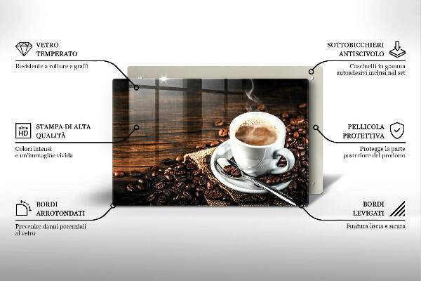 Glas Ceranfeldabdeckung Tasse und Kaffeebohnen