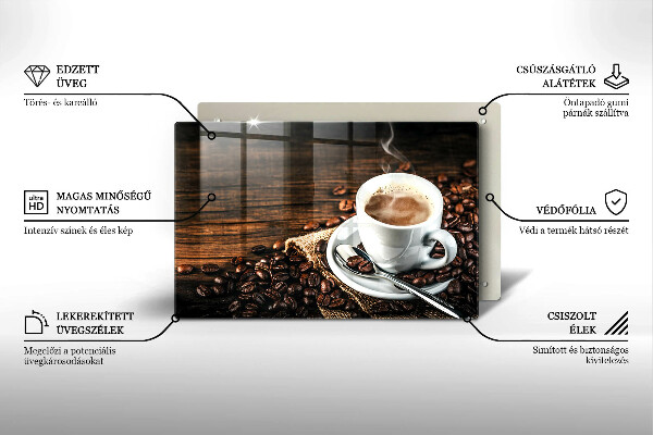 Glas Ceranfeldabdeckung Tasse und Kaffeebohnen