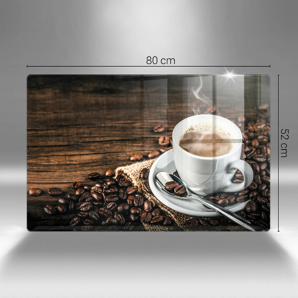 Glas Ceranfeldabdeckung Tasse und Kaffeebohnen