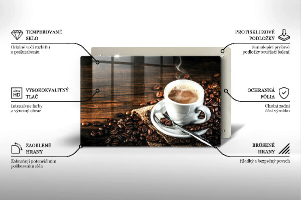 Glas Ceranfeldabdeckung Tasse und Kaffeebohnen