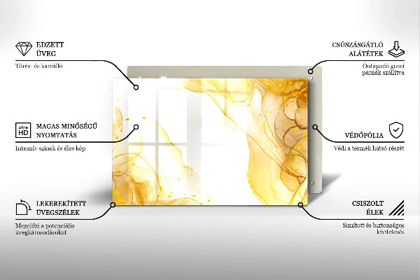 Glas Herdabdeckplatte Goldene Abstraktion